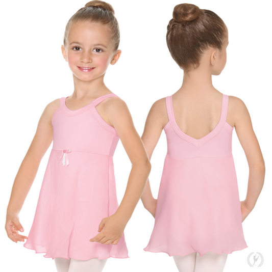 Girls Sweet Chiffon Camisole Dance Dress with Removable Ribbon Pin