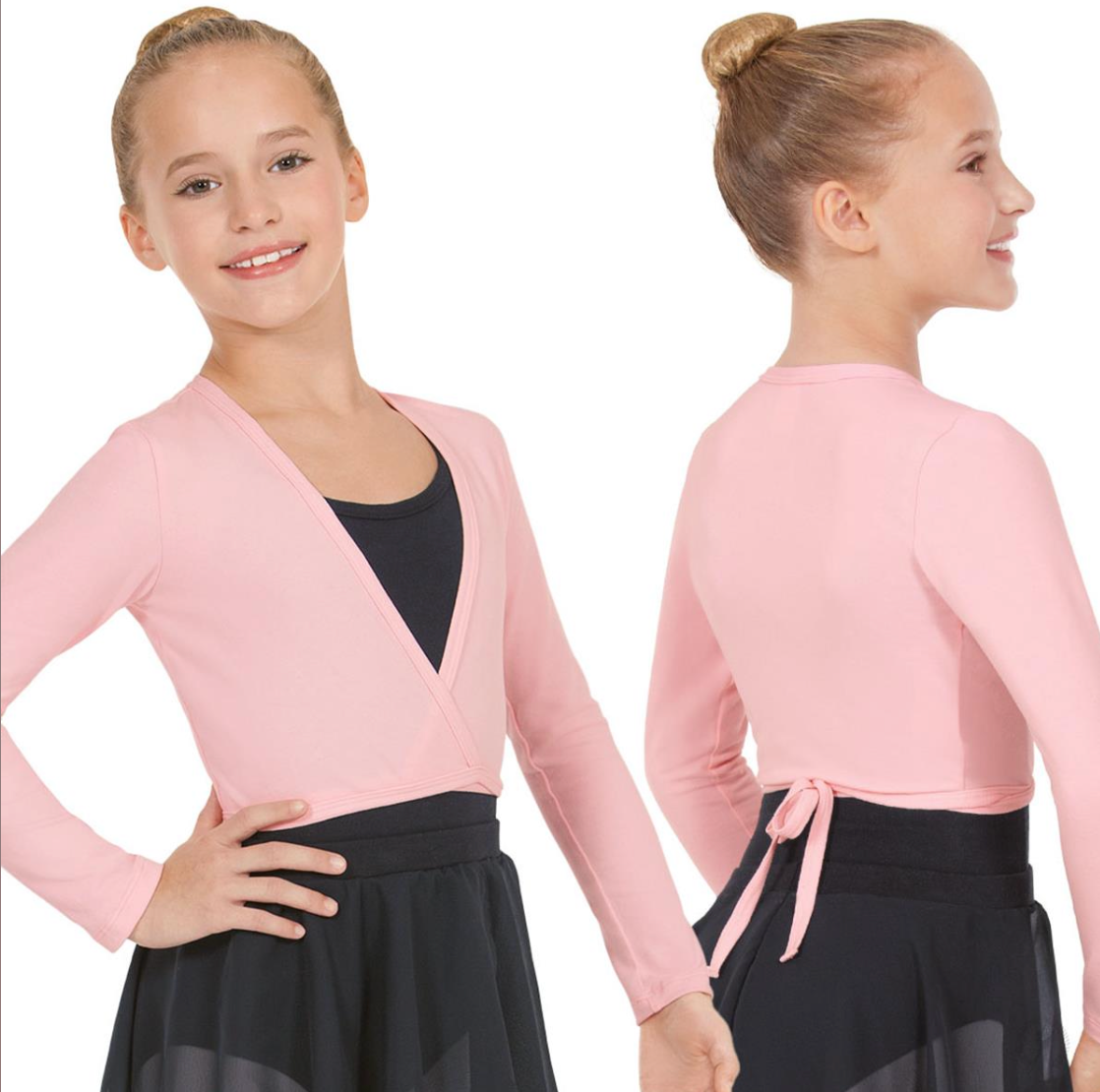 Girls Long Sleeve Cotton Lycra Ballet Wrap Sweater