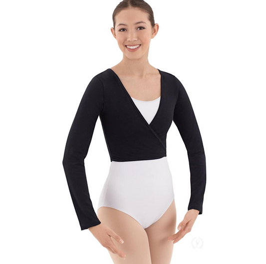 Womens Long Sleeve Lyrca Ballet Wrap Sweater