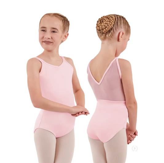 Girls Silhouette Mesh Double Strap Leotard